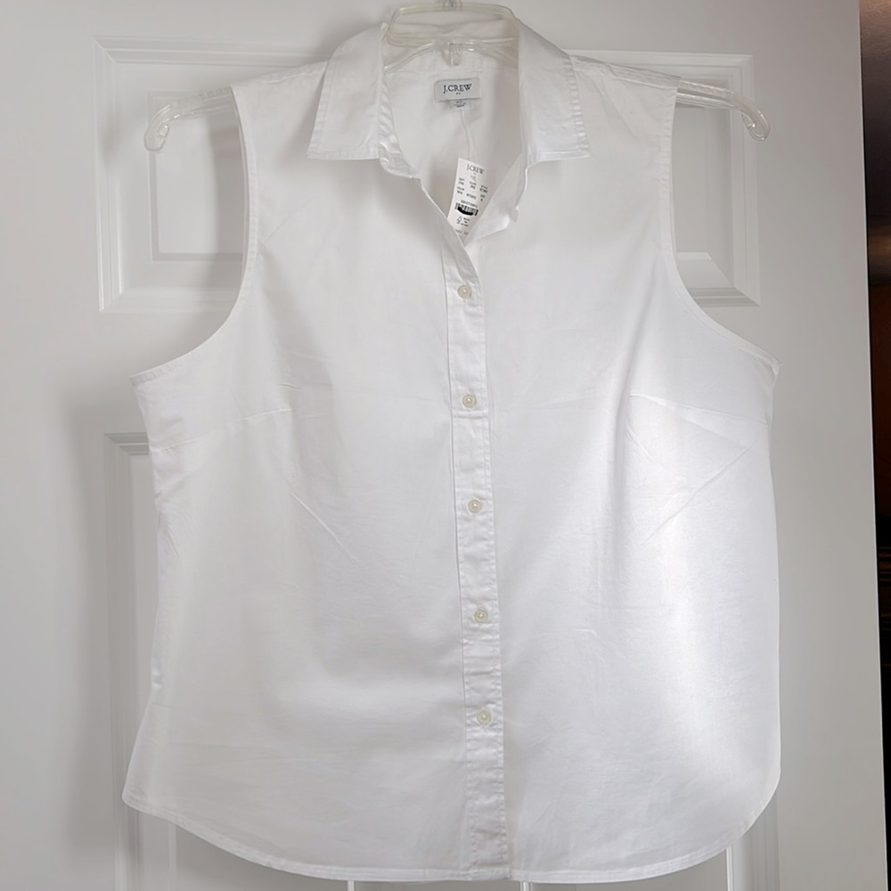 J.CREW Sleeveless button down NWT size XL white cotton & elastane - Picture 2 of 5